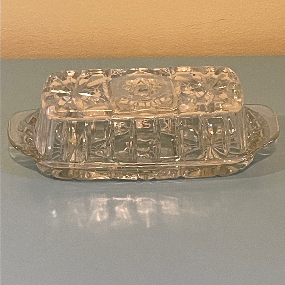 Anchor Hocking Early American Pressed Clear Glass Butter Dish